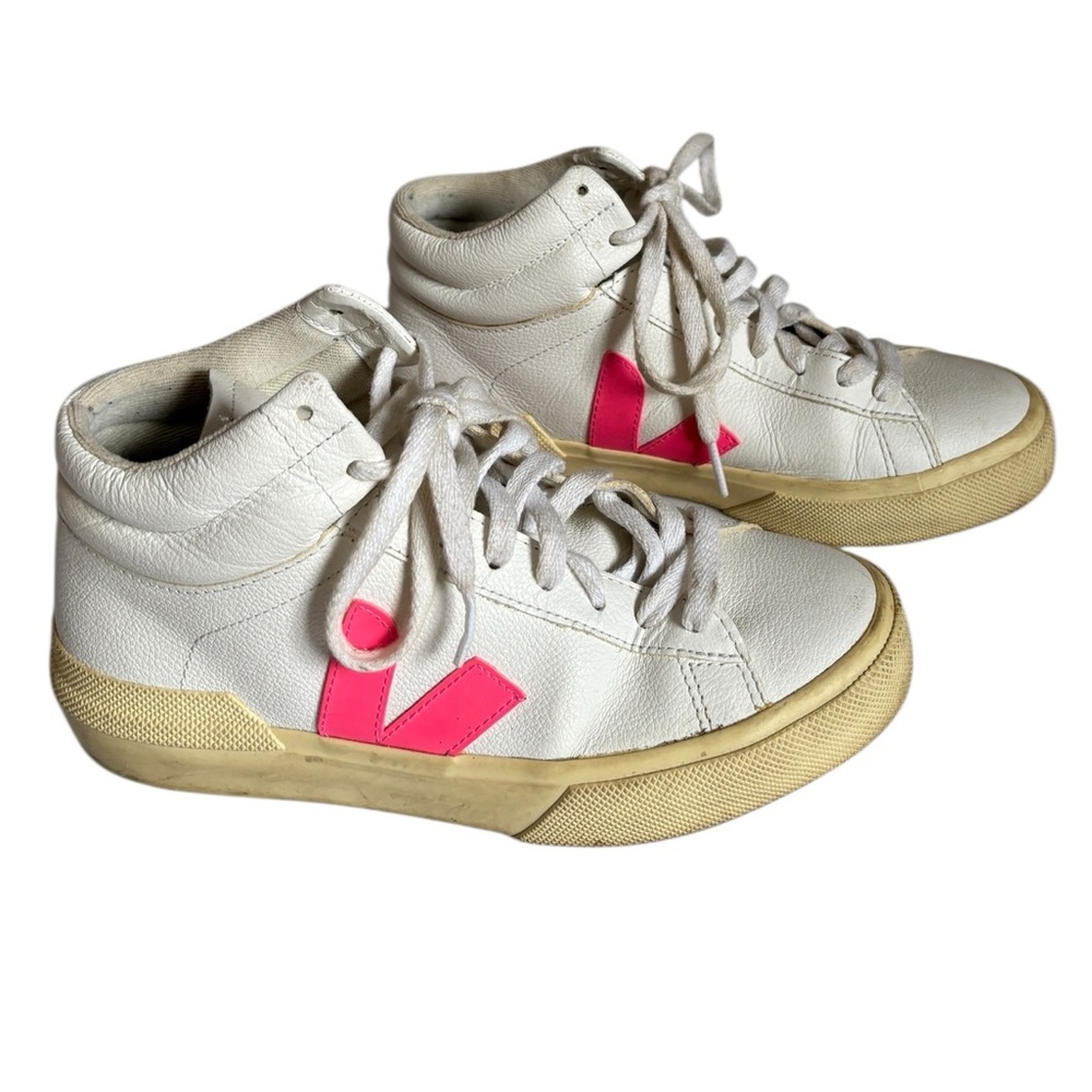 Veja Minotaur High-Top Leather Sneakers Pink V Logo Anthropologie Women’s 6.5